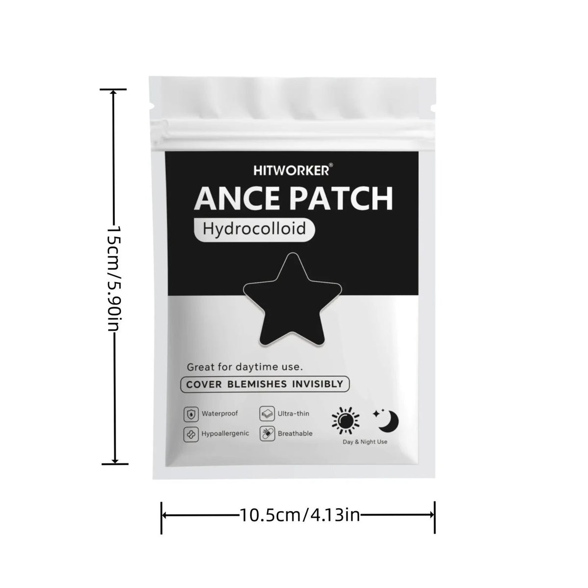 Parches para granos con forma de estrella negra (240/480/800 unidades)