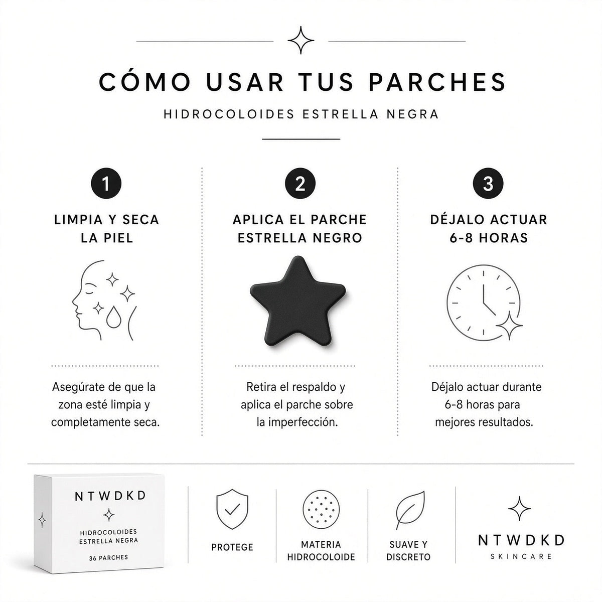 Parches para granos con forma de estrella negra (240/480/800 unidades)