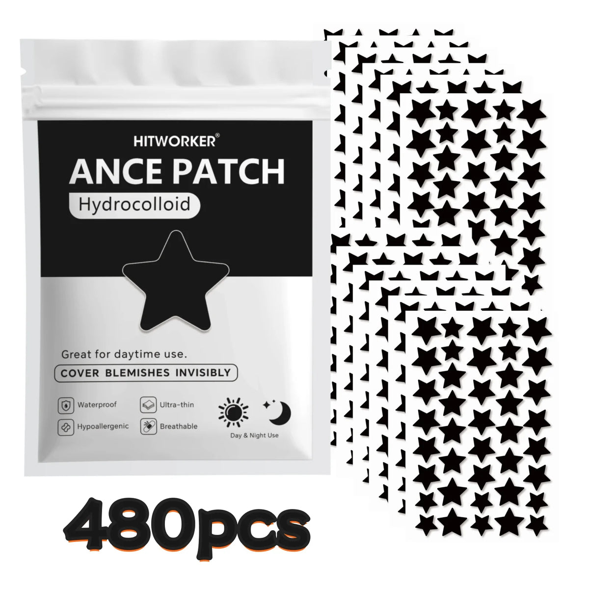 Patchs anti-boutons en forme d'étoiles noires 240/480/800 Pcs